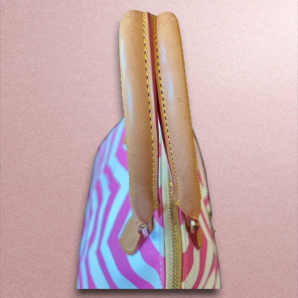Authentic Dooney & Bourke Pink White Chevron Satchel Tote Strap Barbie Girly Y2K - Picture 8 of 16